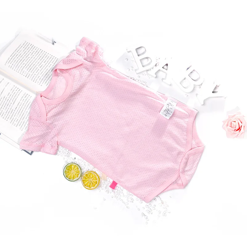 PINK Для новорожденных, для маленьких девочек и мальчиков хлопковые комбинезоны с длинными Летние bebe детская одежда Обувь с дышащей сеткой с короткими рукавами, Одежда для новорожденных 12-24 месяцев - Цвет: PINK