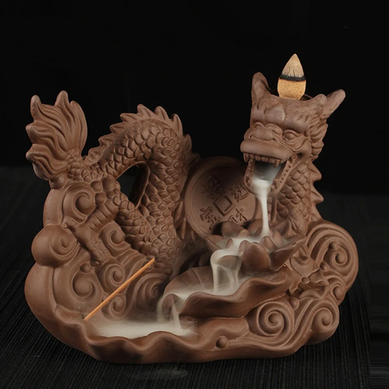 The High Quality Dragon Incense Burner Backflow Ceramic Home Decor Felicitous Machine Budda Decorative Gift Stick Holder | Дом и сад