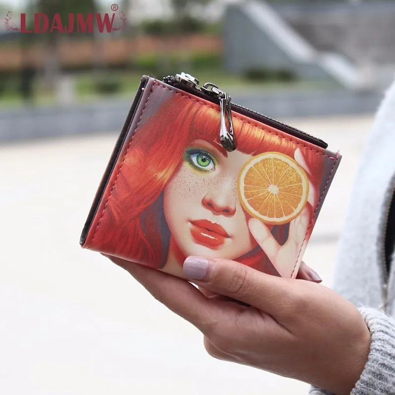 LDAJMW модный короткий кошелек из искусственной кожи с мультяшным принтом двойной