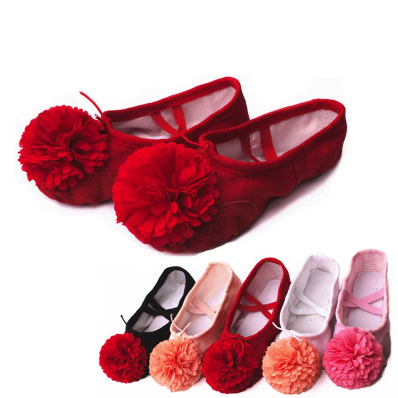 

Free shipping children's flower dance shoes soft sole ballet dancing shoes adult Yoga cat claw shoe flat ballerina JQ-262
