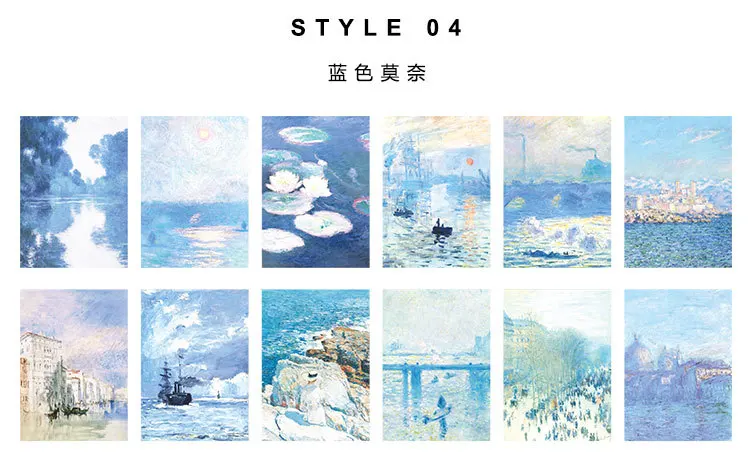 30 листов/набор, винтажные бумажные наклейки, Серия Blue Monet, скрапбукинг, канцелярские Ретро наклейки на клейкую этикетку, ежедневник, альбомы