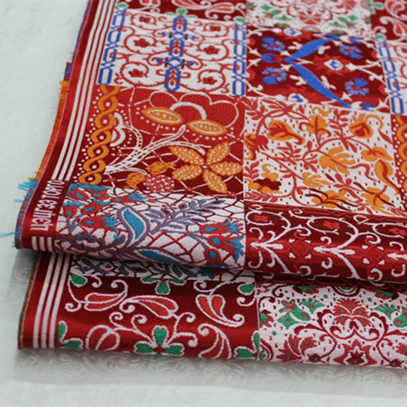 CF416 1 ярд Цветочные жаккардовые шелковые ткани для украшения одежды Qipao