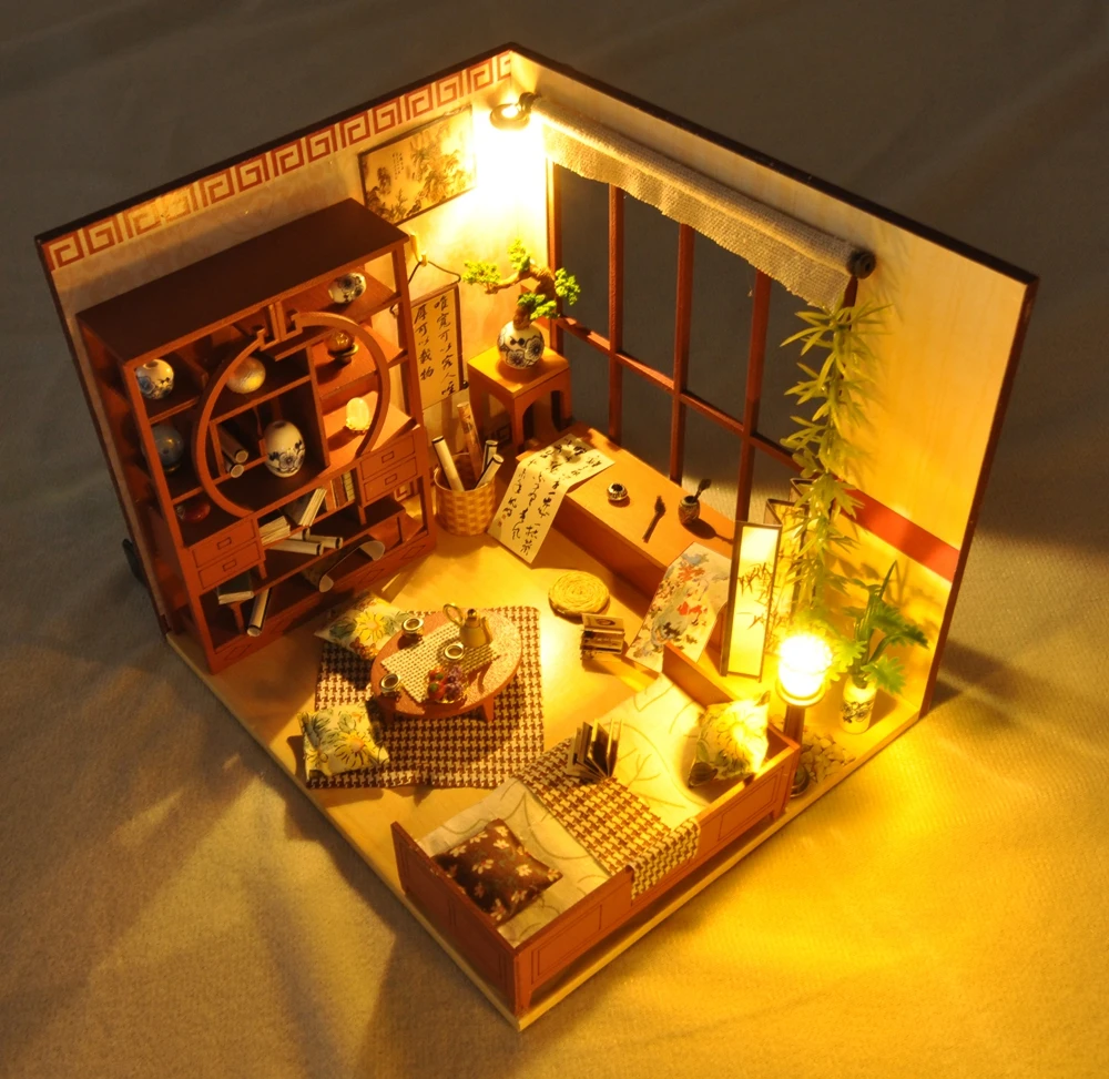 Кукольный дом мебель Diy кукольный домик миниатюрная головоломка собрать 3d Деревянный Miniaturas кукольный домик Развивающие игрушки для детей подарок