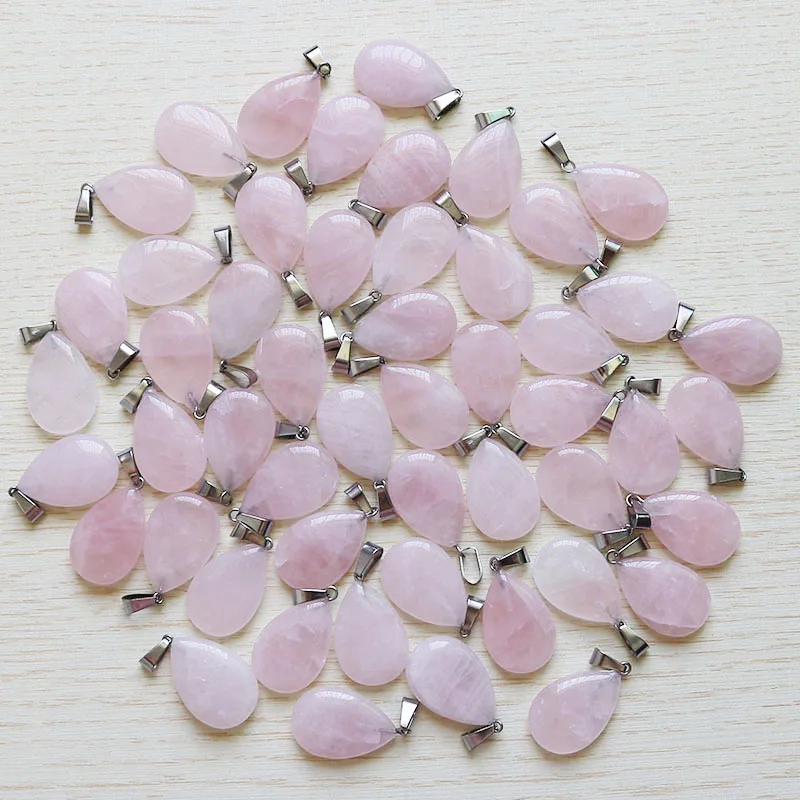 Подвески Розовый кварц вартер капли слез из камня бусины Подвески ручная работа Изготовление ювелирных изделий для женщин подарок - Окраска металла: 30pcs