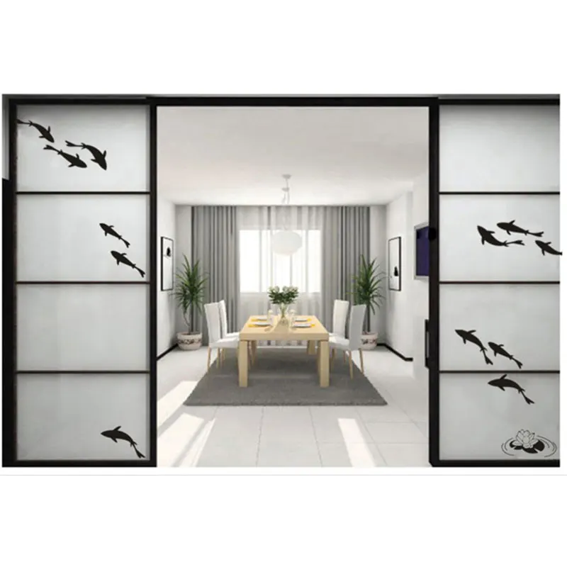 Vinyl Lotus applique DIY Carp Sticker bathroom Background art Toilet mural For Home Decor glass Wall Poster | Дом и сад