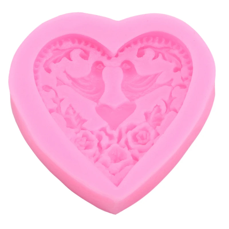 Выпечка торта DIY формы сердце форма Любовь Птица Силиконовый Шоколад Конфеты