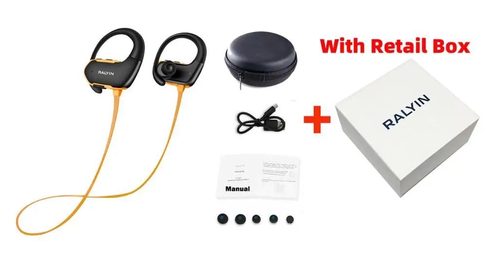 Ralyin 8 Гб mp3 плеер bluetooth наушники спортивные водонепроницаемые беспроводные наушники bluetooth музыкальный плеер bluetooth наушники для телефона - Цвет: Orange with box