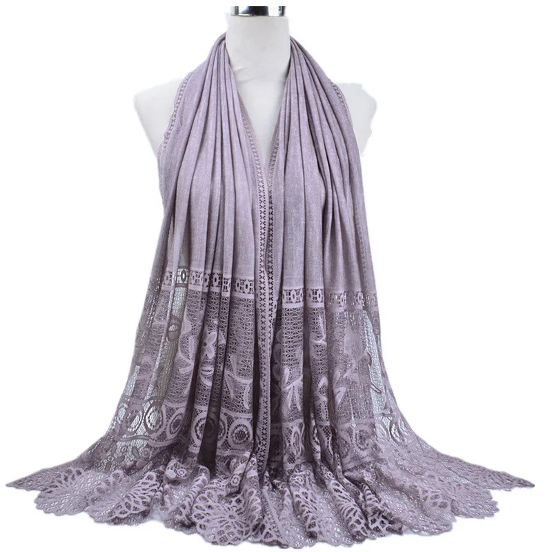 

2018 New Fashion Lace Hollow Print Scarves Shawls Wrap Floral Lace Print Scarf Hijab Muffler 12 Color Wholesale Free Shipping