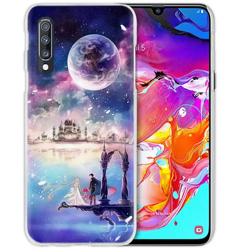 Чехол с принтом "Сейлор Мун" для samsung Galaxy A50 A70 A20e A40 A30 A20 A10 A8 A6 плюс A9 A7 жесткий прозрачный чехол для телефона чехол с рисунком из аниме для девочек - Цвет: 04