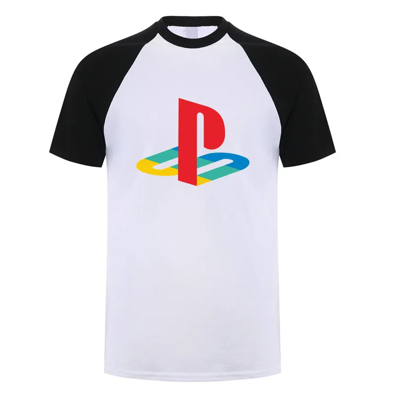 Playstation футболка мужские топы Игра Новая мода короткий рукав футболки мужские футболки - Цвет: White black Sleeve