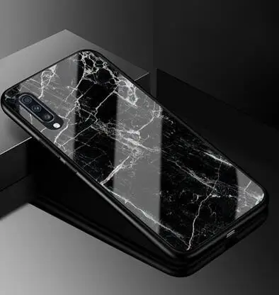 Флуоресцентный зеленый Чехол для samsung A70, жесткая задняя крышка из закаленного стекла с рисунком для samsung Galaxy A70 A50 A80 A40 A30 A10 A 70, мягкий чехол из ТПУ - Цвет: Флуоресцентный зеленый
