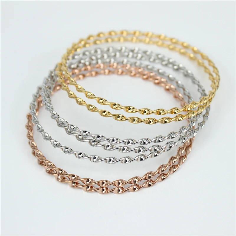 Three colors 7pcs Высокое качество 7 шт./компл. классический триколор простые браслеты из нержавеющей стали ювелирные изделия из нержавеющей стали для женщин LH58 - Окраска металла: Three colors 7pcs
