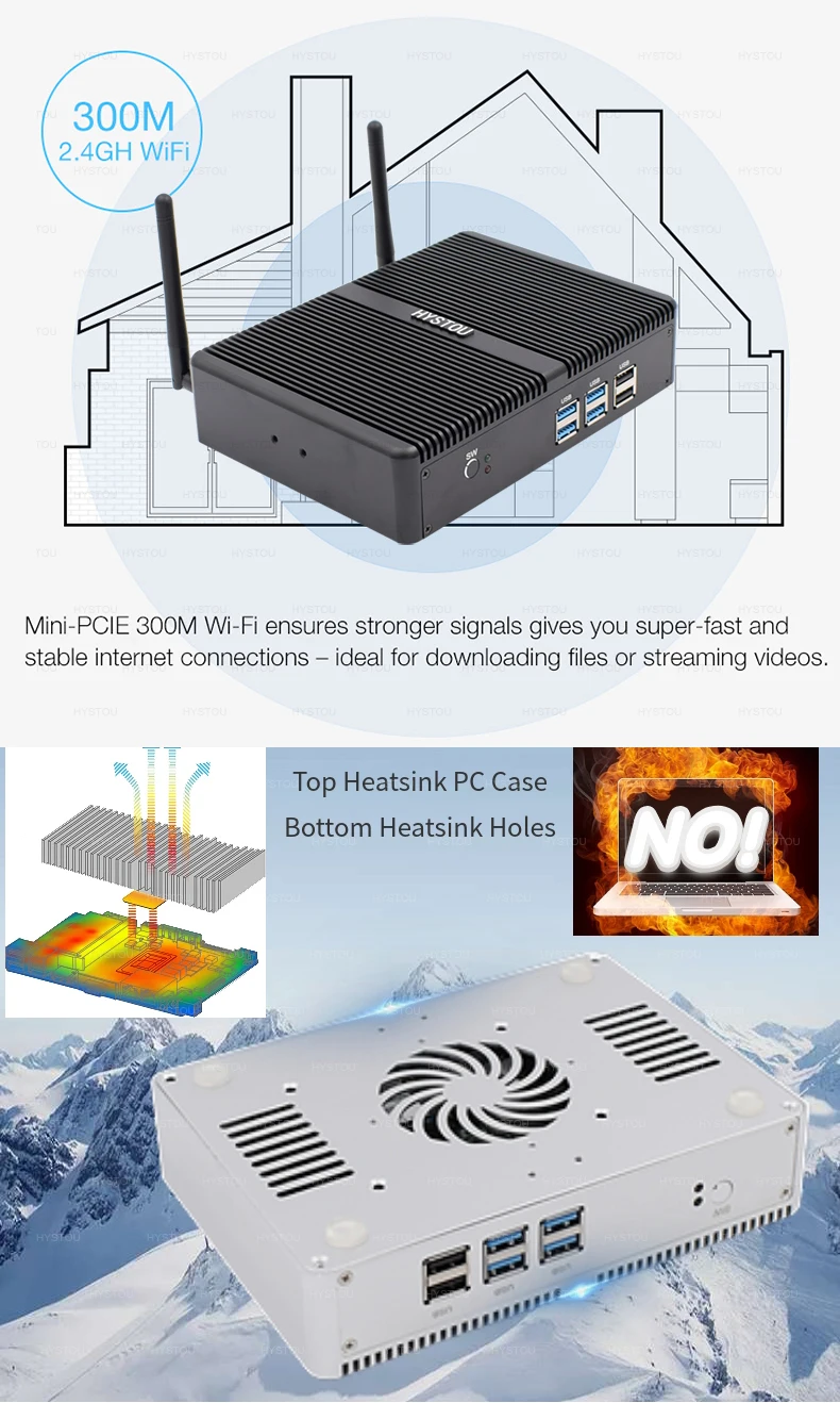 Hystou 7th GEN Core i3 7100U 7130U i5 4200Y 4210Y мини-ПК 4K Intel HD graphics 620 Windows 10 Wifi Kaby Lake настольный компьютер