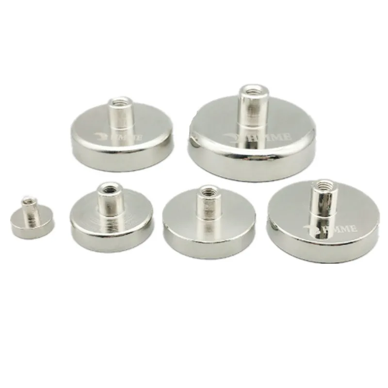 Тяговый подъемный магнит до 400 кг диаметр. Магнитный горшок с женской резьбой 16 75