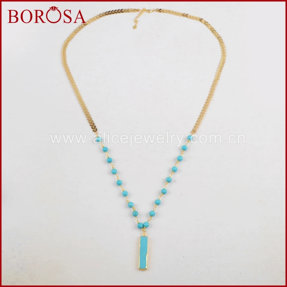 Borosa 3 шт. Прямоугольник Золото Цвет синий хаулит голубой кулон с камень Бусины