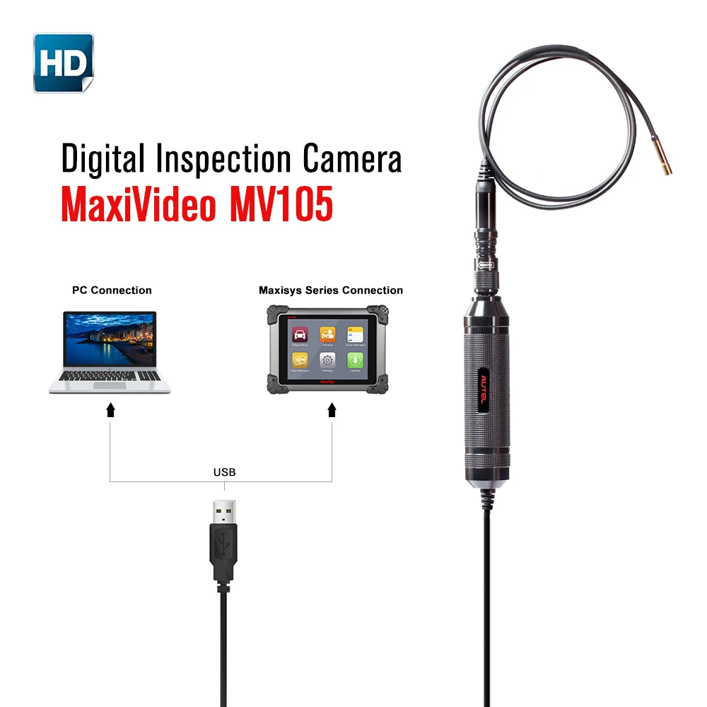 Autel MaxiVideo MV105 Автомобильная Инспекционная камера 5 мм Головка изображения