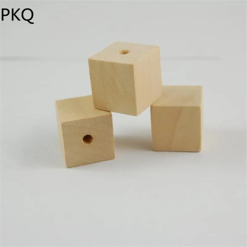 20*20 мм/25*25 мм Кубик из цельного дерева, деревянные квадратные блоки с отверстием для поделок по дереву, ремесло, украшение для дома