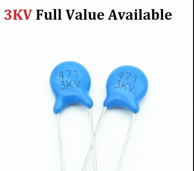 20 шт. 3KV 5PF 10PF 15PF 20PF 22PF 27PF 30PF 47PF 56PF 100PF 220PF 102 222 472 103 керамический конденсатор 1/2.2/4.7/10nf