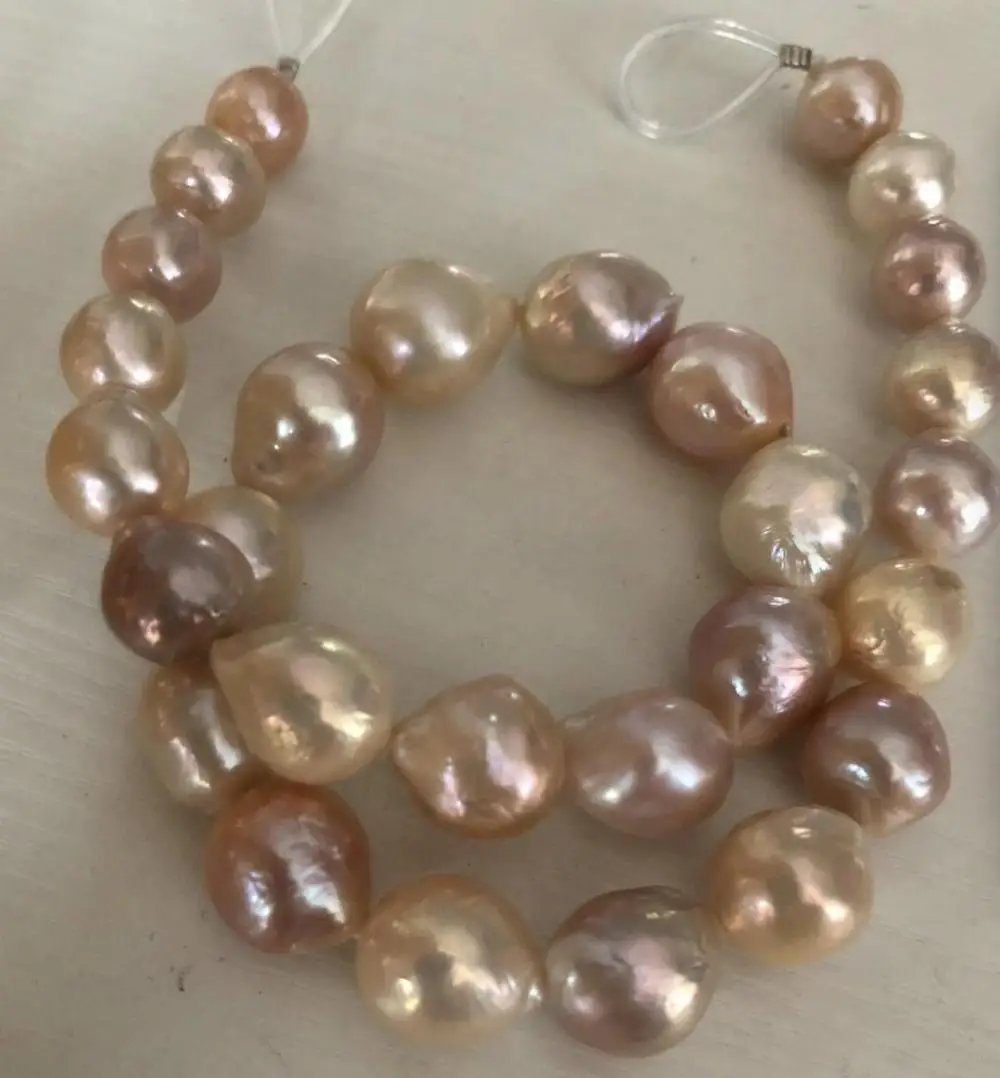 

12-14mm freshwater multicolor pearl necklace 18inch 925silver