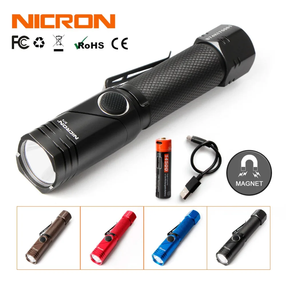 NICRON угловой скручивающийся фонарик USB Перезаряжаемый Аккумулятор 480LM 110 м 3000cd