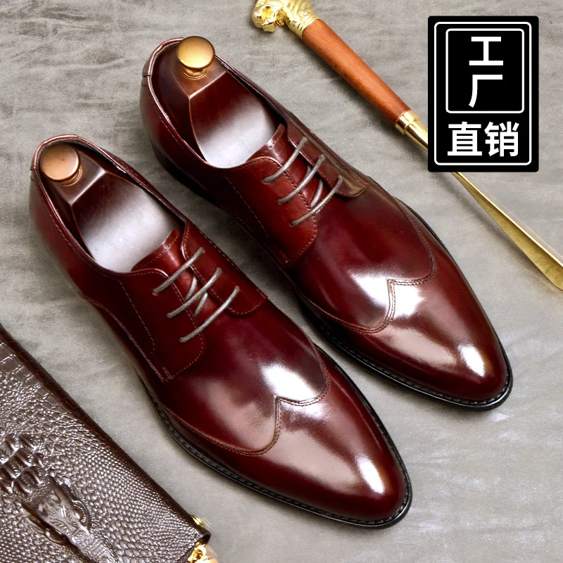 Туфли мужские из натуральной кожи с острым носком 37-46 | Обувь