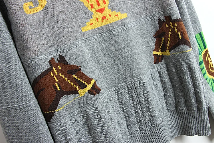 Взлетно-посадочной полосы 2018 осень Для женщин свитера жаккардовые мультфильм