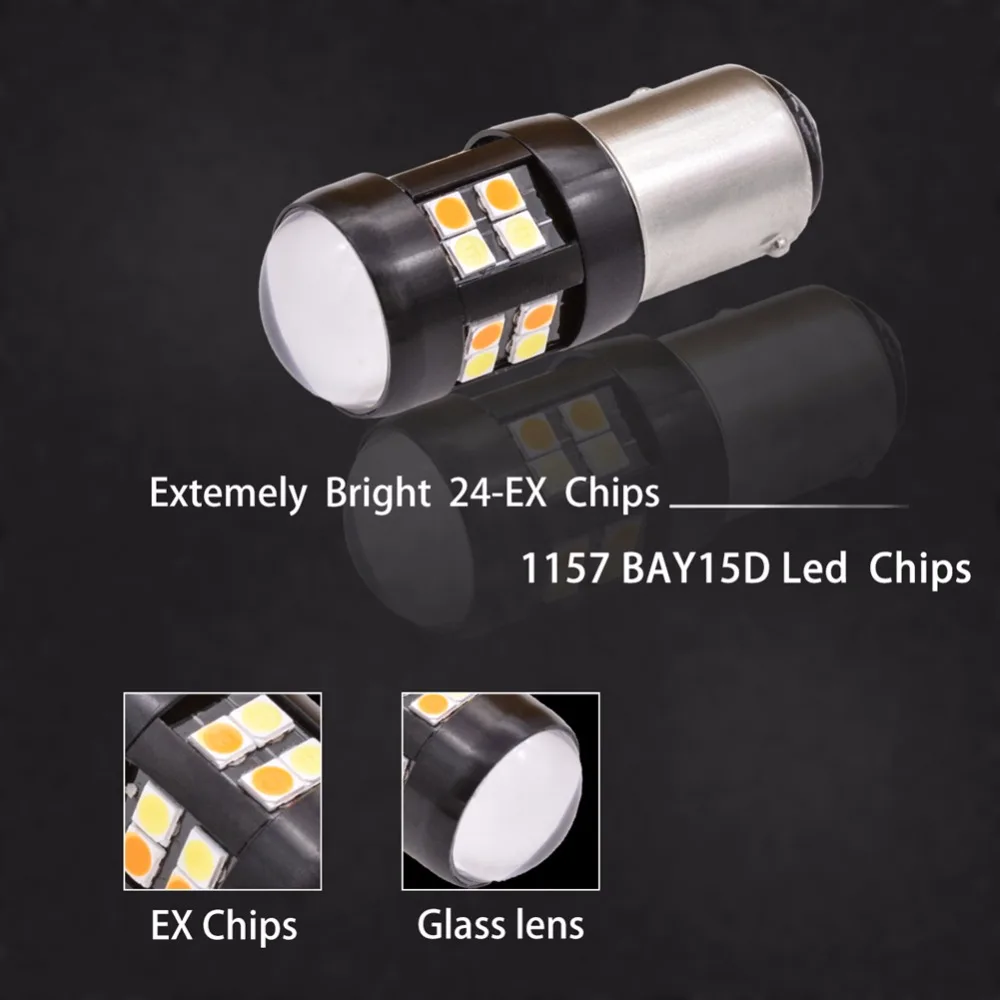 Katur 2 шт. BAY15D 3157 7443 Switchback LED двухцветная лампа передний указатель поворота Янтарный