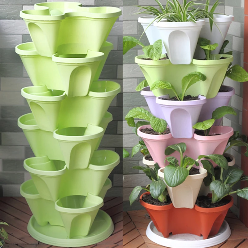 3 Tier Stackable Strawberry Herb Flower Vegetable Planter Balcony kitchen Succulent Pots Home Garden Decoration