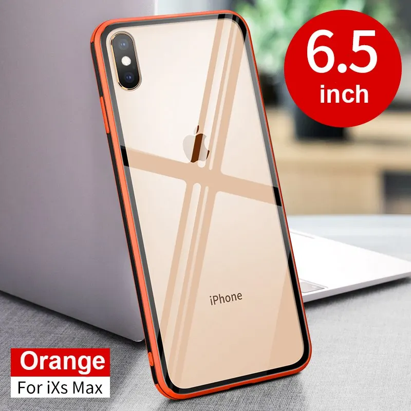Прозрачный чехол из закаленного стекла для iPhone 11 Pro Max 11 Pro 11 популярный цветной силиконовый чехол-бампер для iPhone XS Max XR XS X 7 8 6 6S Plus - Цвет: Orange