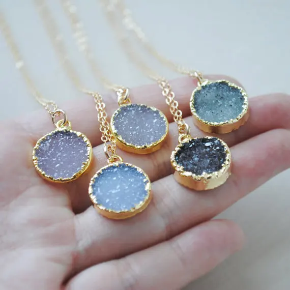 Лидер продаж! Ожерелье с натуральной круглой подвеской изящное золотое ожерелье