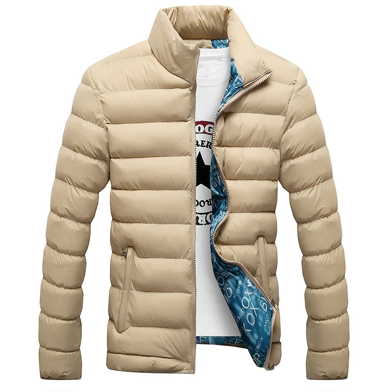 Khaki M-6XL зимняя куртка мужская Мода Стенд воротник Мужская парка куртка Мужская s Твердые толстые куртки и пальто мужские зимние парки - Цвет: Khaki