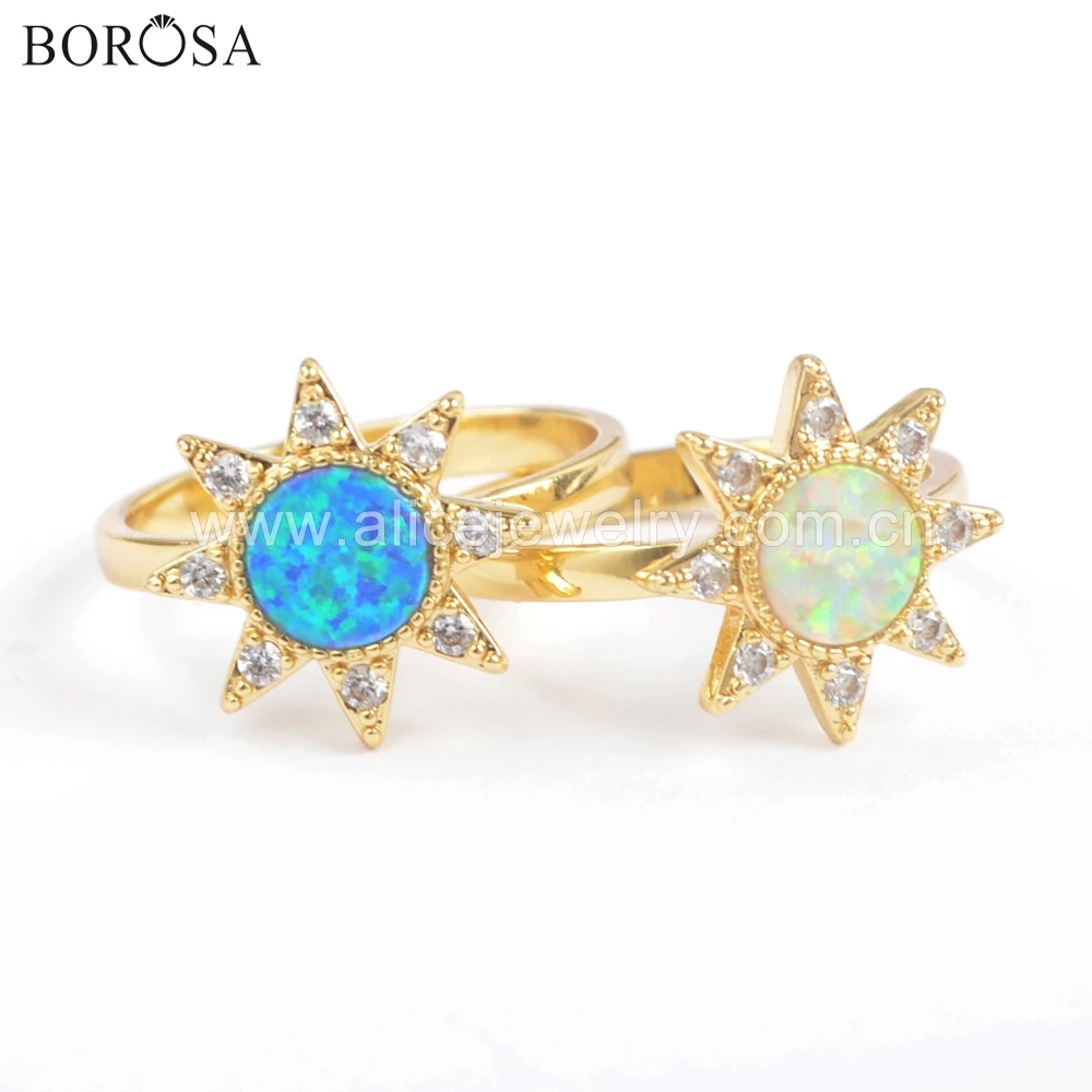 BOROSA 5 шт. новый золотой Безель кристалл CZ микро паве Круглый Синий Белый ручной