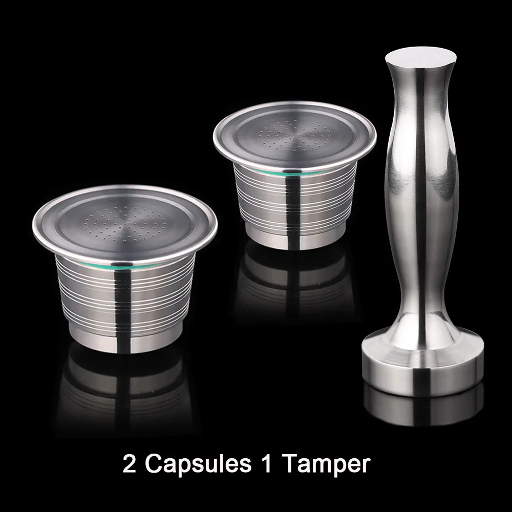 3 шт многоразового использования Tasse Nespresso Inox пустые капсулы из нержавеющей стали многоразовый фильтр чашка перезаряжаемая Inoxidable Кофе Pod Taza - Цвет: 2 Capsule 1 Tamper