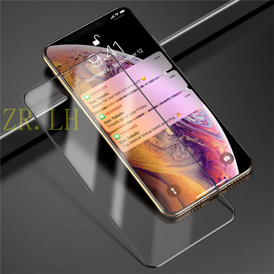 9D закаленное стекло для iPhone X XR XS Max защита экрана полное покрытие 8 7 6 6s Plus защитное