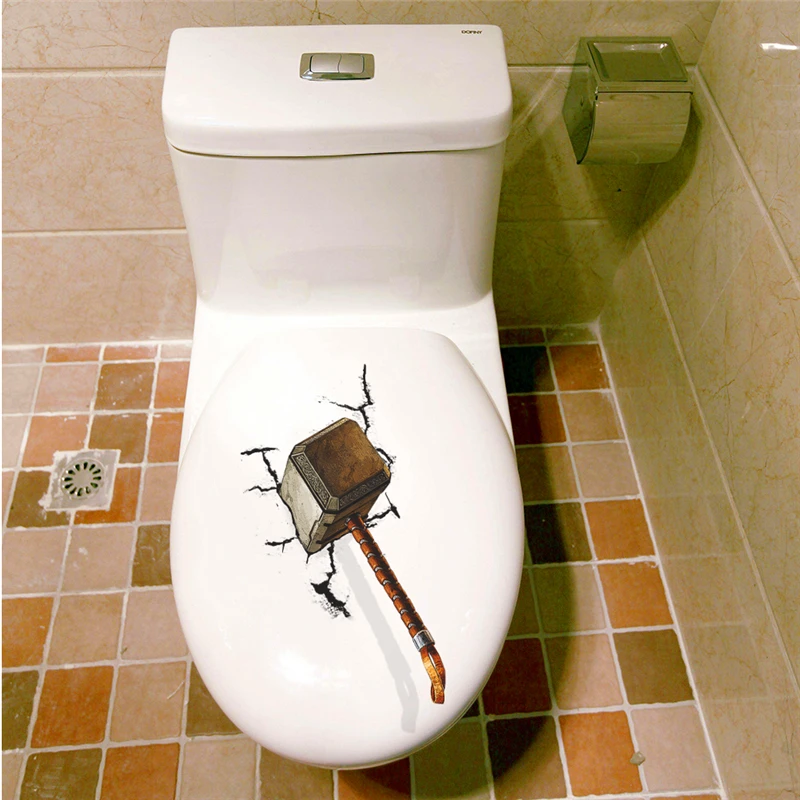 3d vivid Thor hammer сломанные наклейки на стену для детской комнаты, окно, туалет, домашний декор, ПВХ, Мстители, Наклейки на стены, искусство, сделай сам, фреска