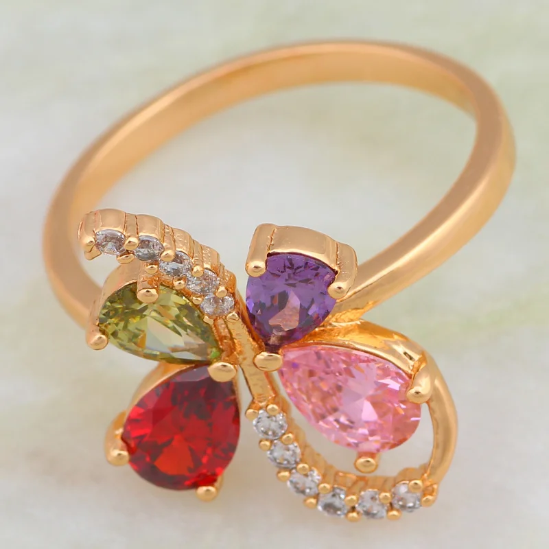 Новинка Лидер продаж Jewellery циркония кольца для девочек желтое золото разных