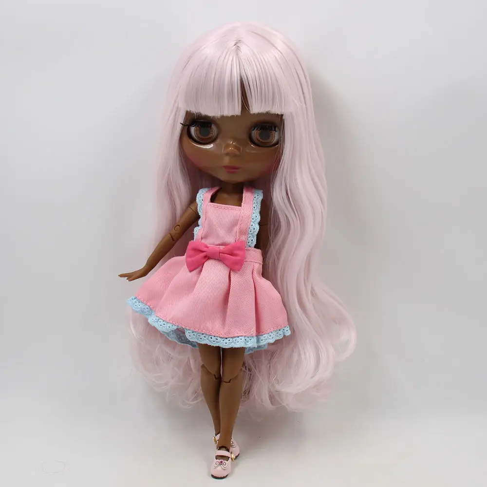 Ледяной DBS Blyth кукольные 1/6 bjd супер черный тон кожи милые розовые мягкие длинные