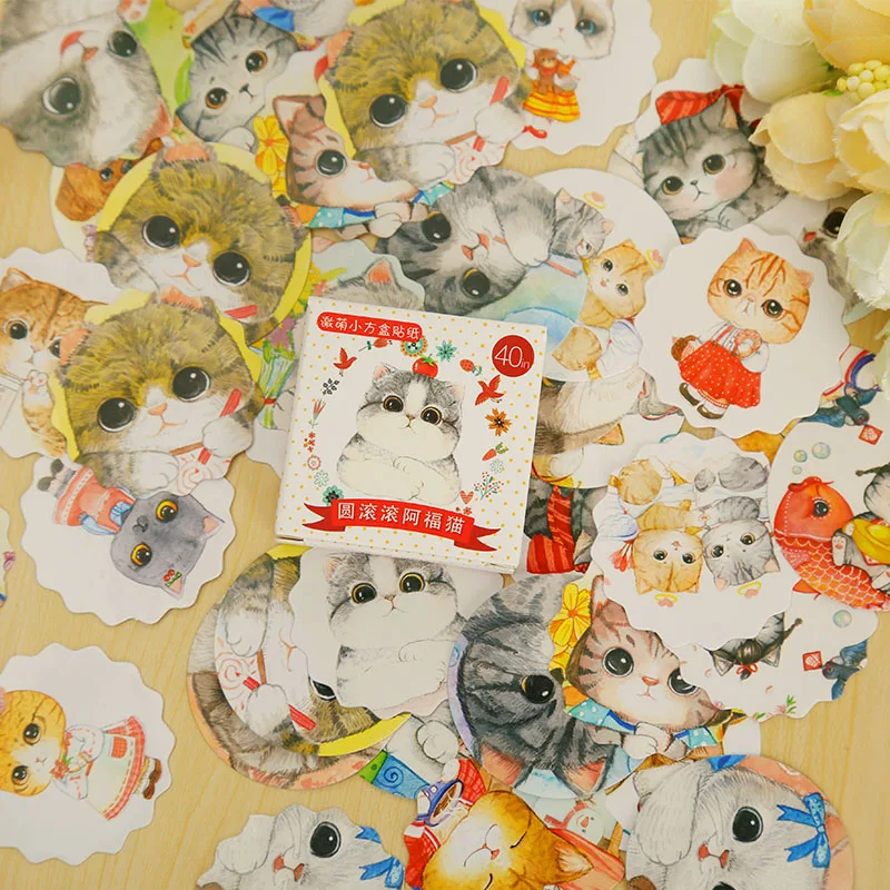 40 шт./кор. милый жирный кот Мини DIY бумаги стикер посылка DIY декоративная наклейка-стикер для дневника альбом Скрапбукинг