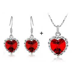 Белое золото цвет покрытием с австрийскими кристаллами в форме сердца комплект