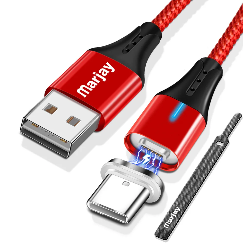 Red for Type C Marjay Магнитный Тип C кабель для Huawei Mate 10 кабель USB type-C функцией быстрой зарядки кабель для samsung S9 S8 магнит заряднеое устройство запасная часть для Xiaomi 5 - Цвет: Red for Type C