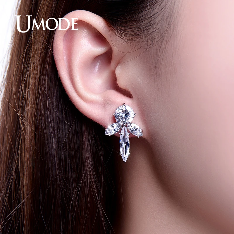 Женские асимметричные серьги гвоздики с фианитами AAA +|fashion stud earrings|stud earringsstud earrings
