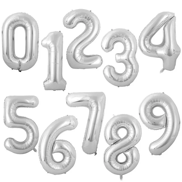 Silver 40 дюймов Большой размер цифра фольга 0 1 2 3 4 5 6 7 8 9 Воздушные шары Свадебные С Днем Рождения украшения фиолетовый розовый Золотой Серебряный балон - Цвет: Silver