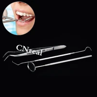 3 pieceskit dental mouth mirror anti fog forceps probe stainless steel professional dentist instrument