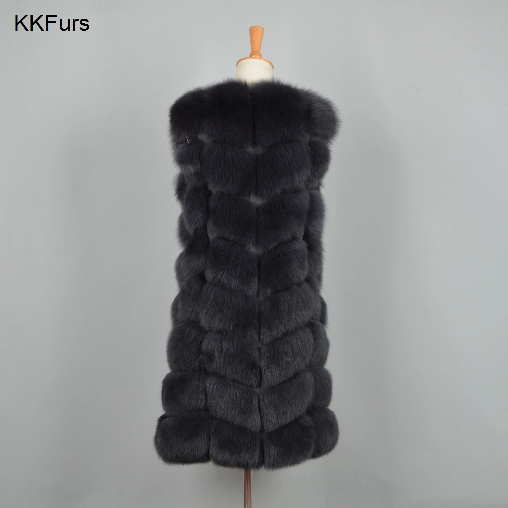 JKKFURS, Новое поступление, женские жилеты из натурального Лисьего меха, женские модные жилеты, высокое качество, Толстая теплая зимняя шуба S7251