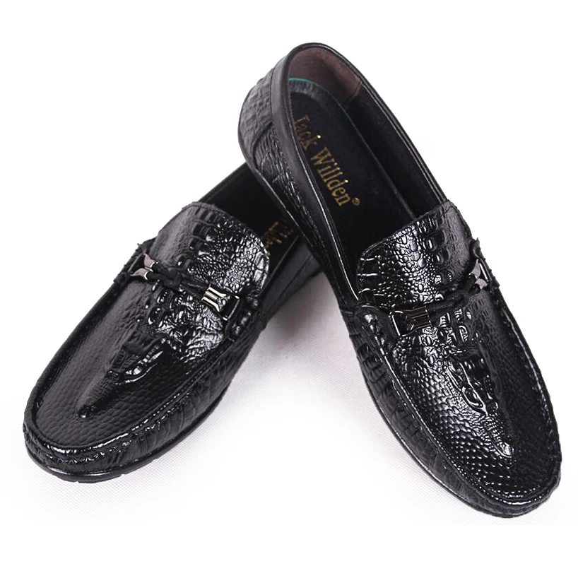 Jack Willden High Quality Genuine Leather Men Casual Shoes Crocodile Print Soft Moccasins Loafers Brand Comfy Driving | Обувь