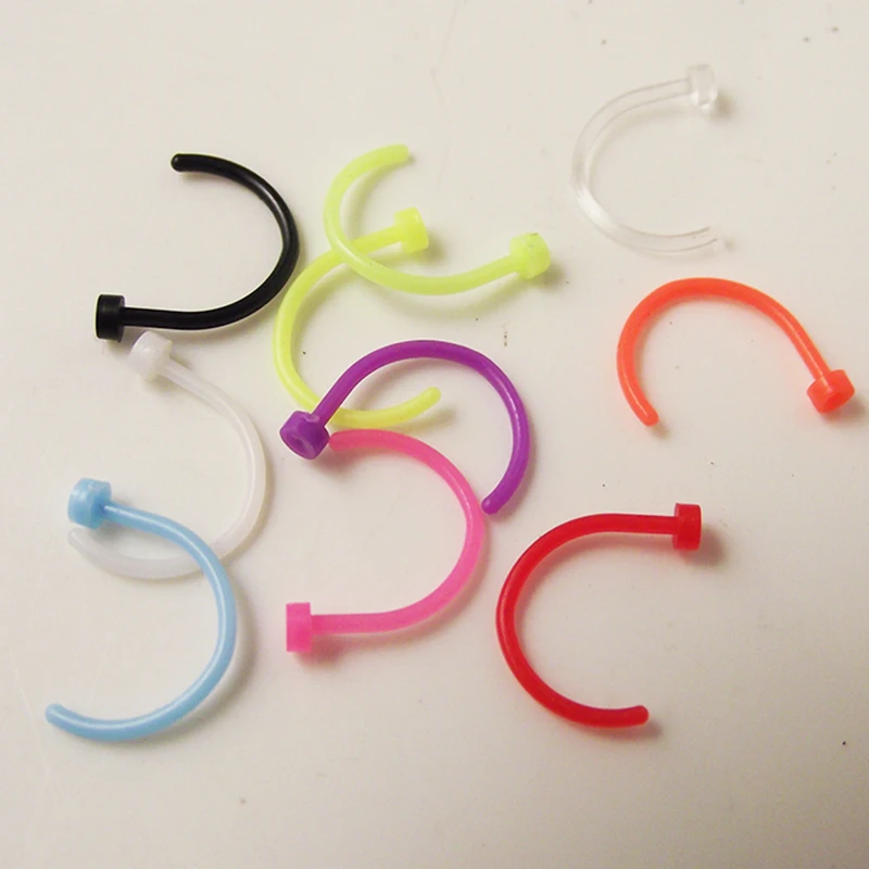 5 Pieces Mixed Color Soft Flexible Acylic Nose Love Heart Hoop Rings Clip on Body Fake Piercing Jewelry For Women | Украшения и