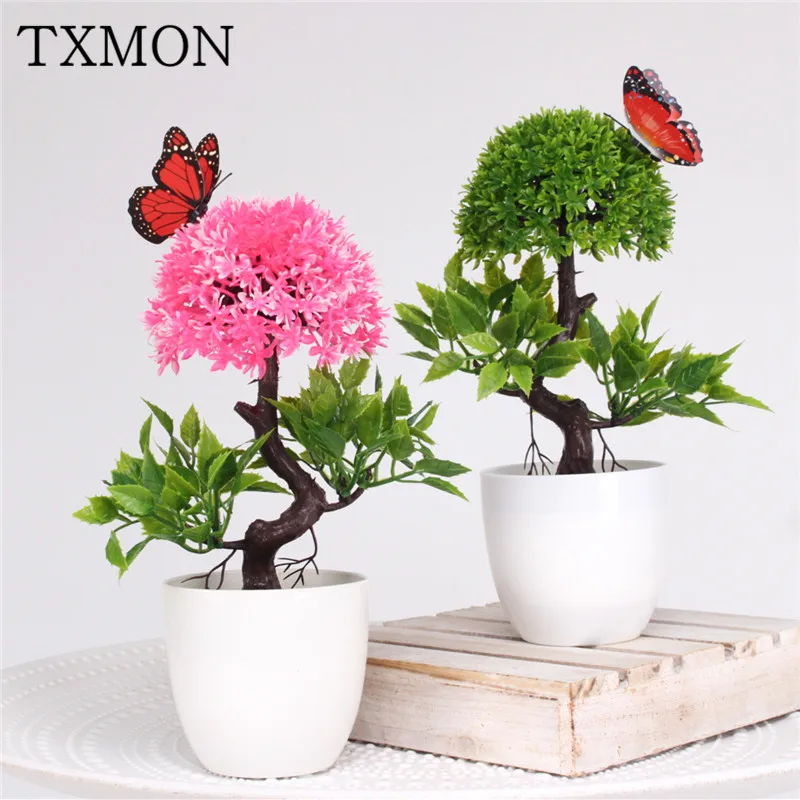 1 комплект маленький горшечные искусственные растения с цветами богатым