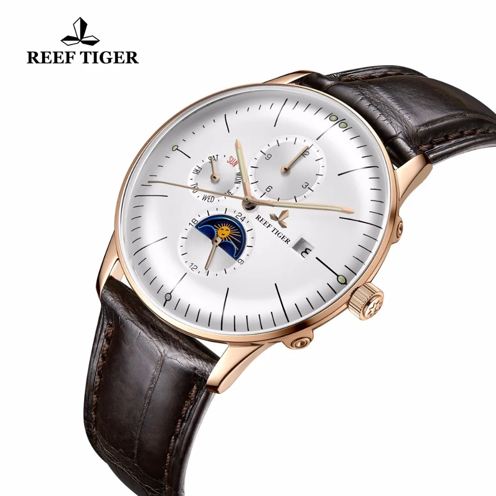 Мужские часы Reef Tiger/RT повседневные водонепроницаемые аналоговые с выпуклыми