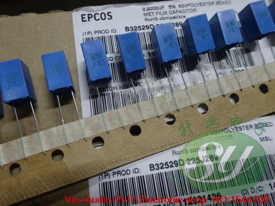 2019 hot sale 10pcs/20pcs EPCOS 2u2 2.2uf/63v 225 new 5mm film capacitor B32529D225J FREE SHIPPING