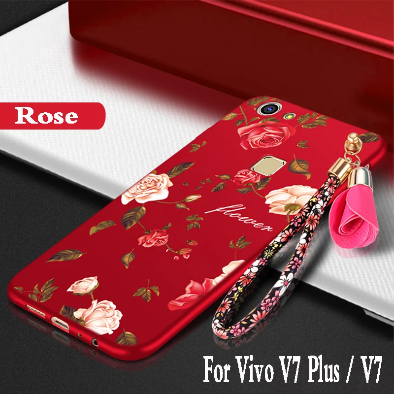For vivo v7 plus Case case silicone luxury protector mobile phone back Cover TPU Soft 3D Flowers |